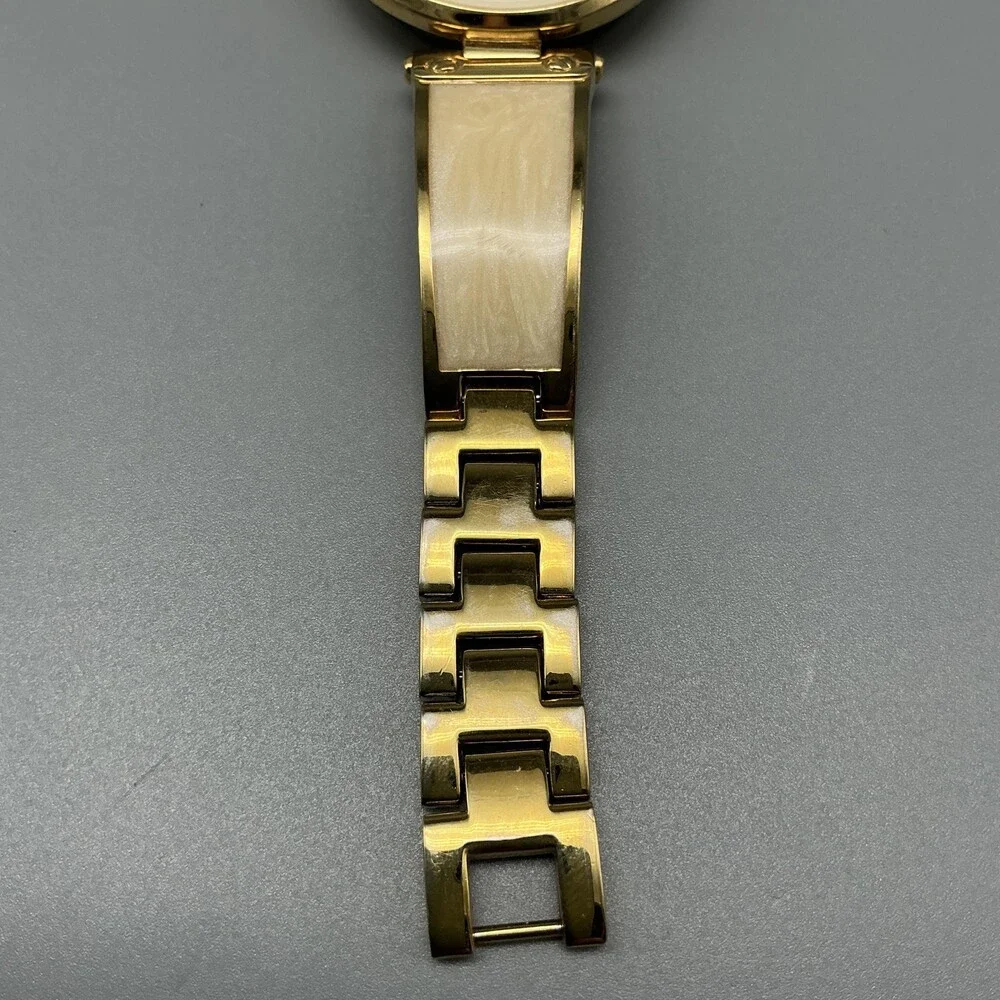 Anne Klein Womens Watch 34mm Cream Dial Gold Tone Inlay AK/2512 New Battery 6.5